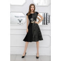 Wholesale Formal Prom Short Sleeve  A Line Elegant Black Women Evening Dresses